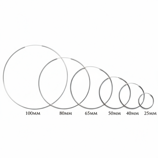 Endless Hoops from 1" to 4" ~  Sterling Silver