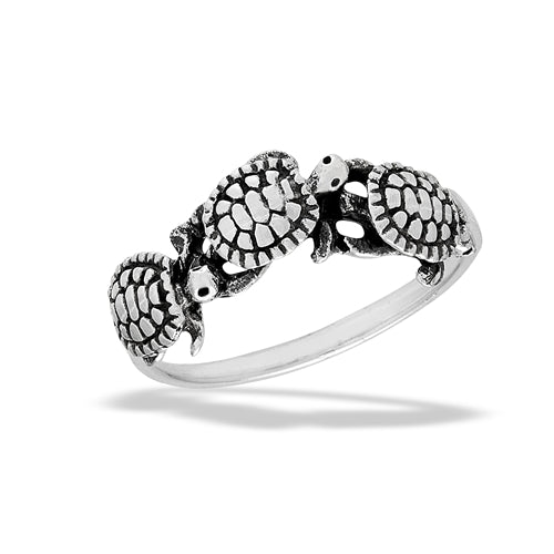 Sterling Silver Trail of Turtles Ring