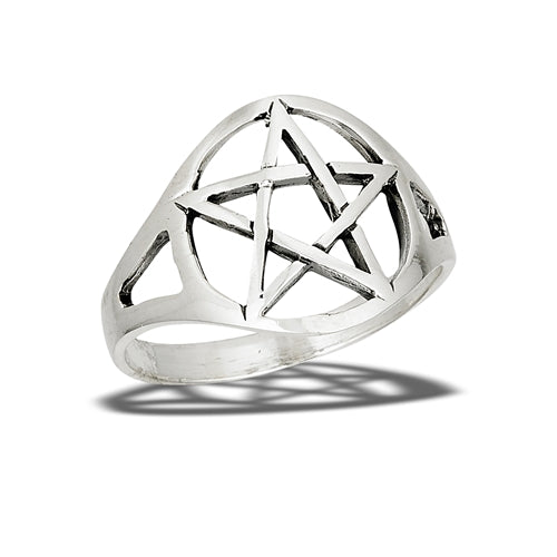 Classic, High Polish, Heavy Pentagram Sterling Silver Ring