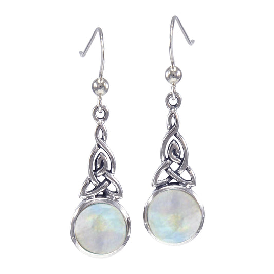 Sterling Silver Rainbow Moonstone Celtic Knot Earrings