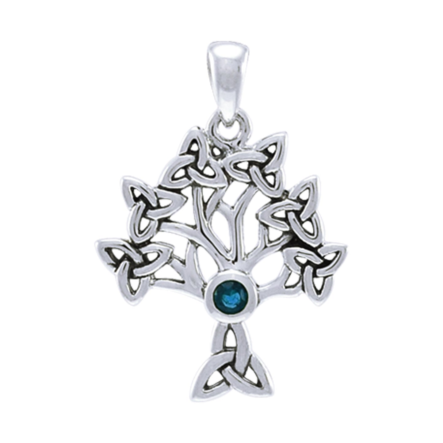 Druidic Tree of Life Pendant - Sterling Silver and Genuine Gemstone