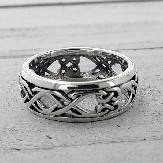 Open Celtic X-Knot Band Ring Sterling Silver