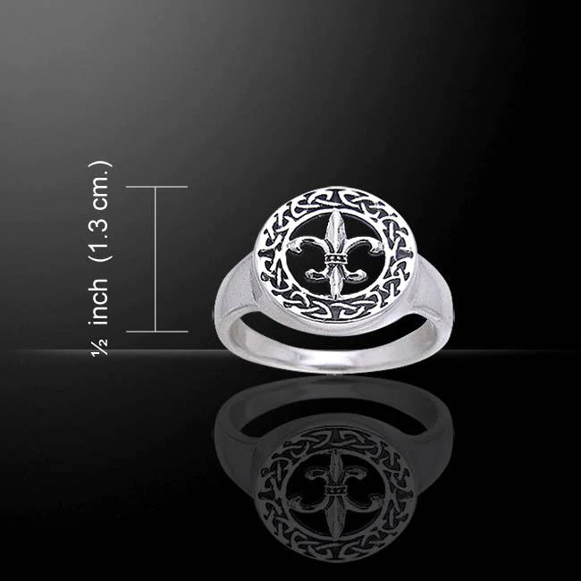 Fleur De Lis & Celtic Knotwork ~ Sterling Silver Ring