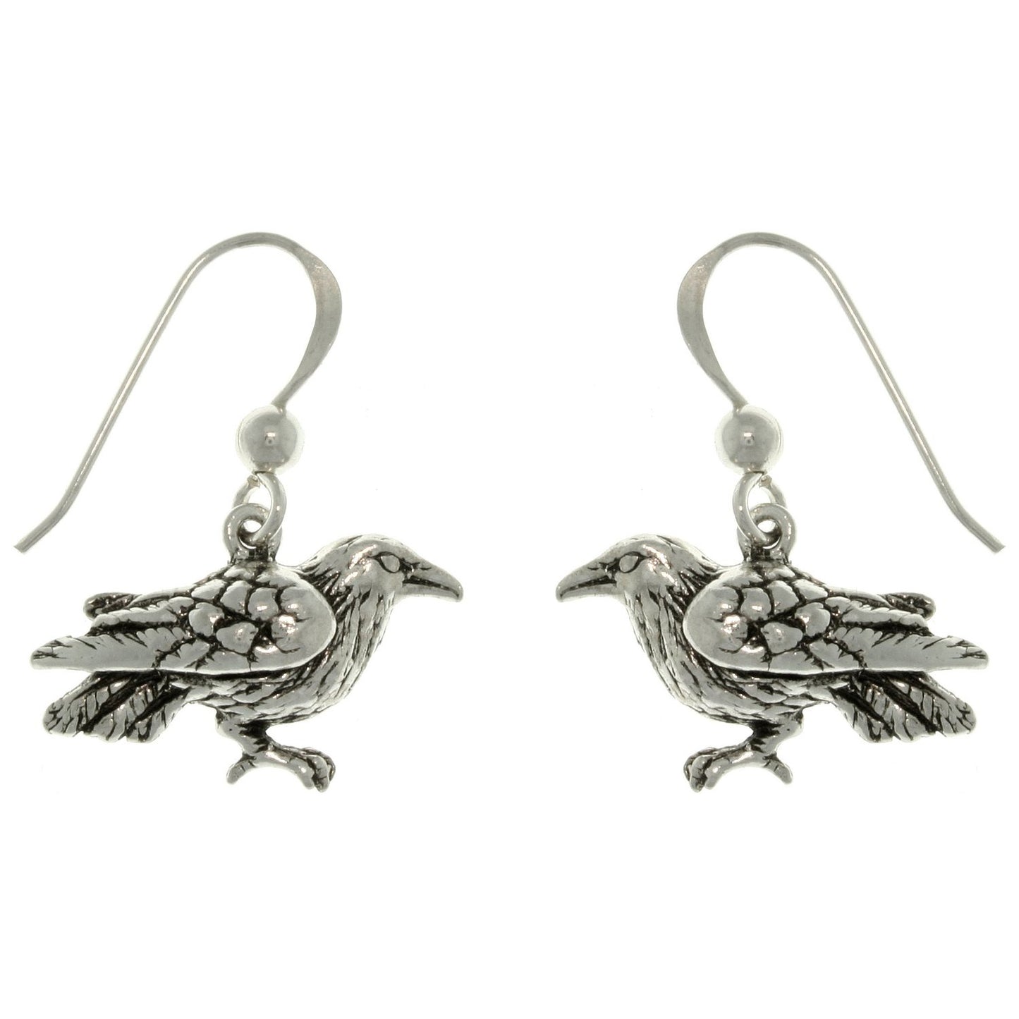 The Black Raven Sterling Silver Dark Birds of Beauty Hook Earrings - Silver Insanity
