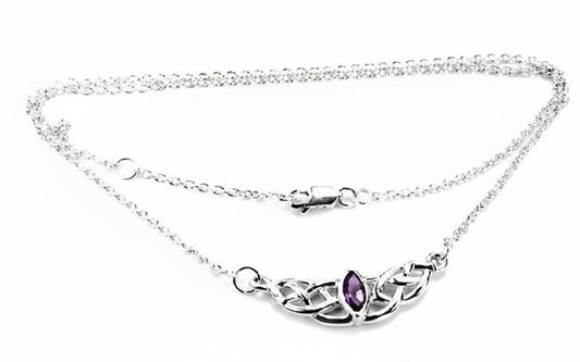 Sterling Silver Interlace Celtic Knot Amethyst Necklace - Silver Insanity