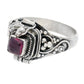 Sterling Silver Square Garnet Poison Locket Box Ring - Silver Insanity