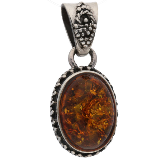 Sterling Silver Medieval Style AMBER Jagged Pendant