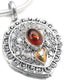 Sterling Silver Poison Pill Box Locket Amber Pendant