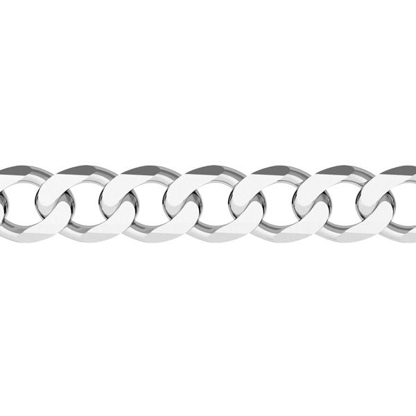 Flat Curb Chain, Anti-Tarnish Sterling Silver, 5mm Wide