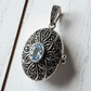 Oval Blue Topaz Locket Pendant Sterling Silver