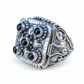 Gothic Large Square Poison Vessel Ring in Sterling Silver