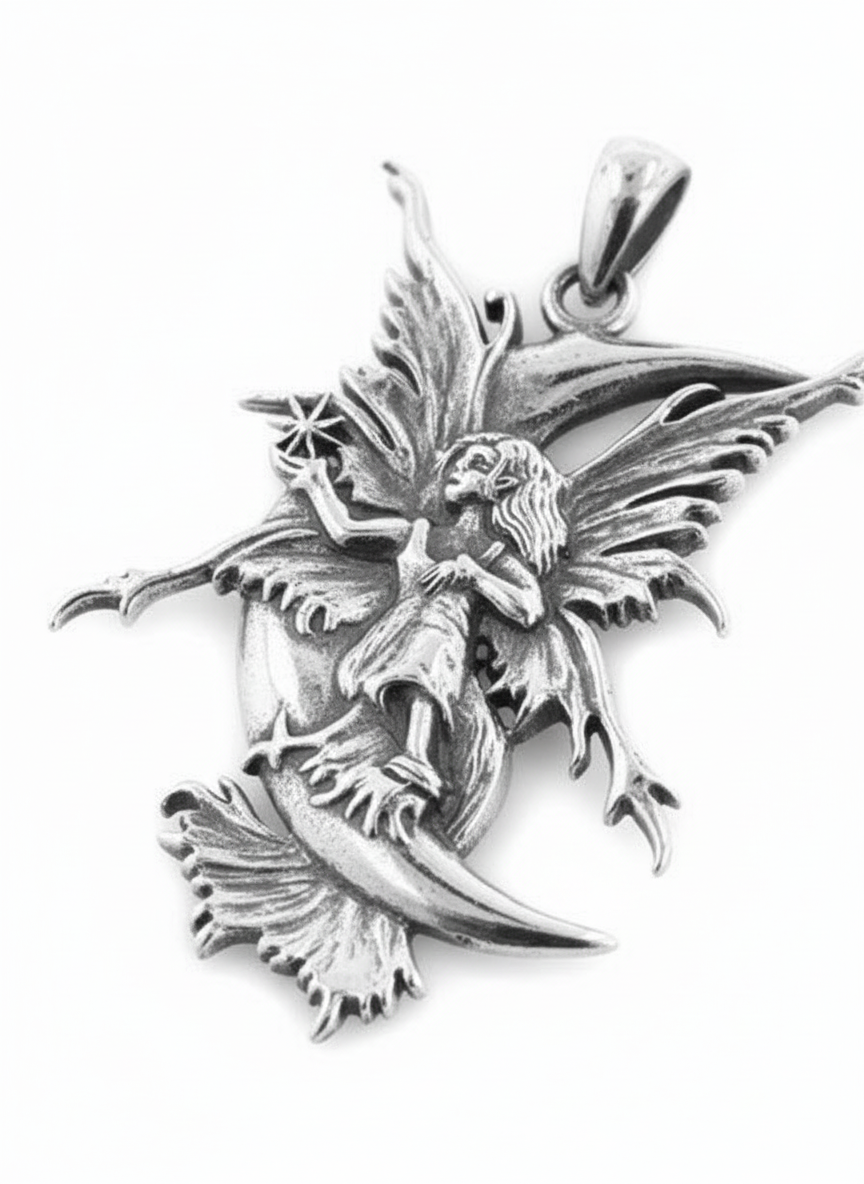 Stargazer Sterling Silver Amy Brown Moon Fairy Pendant