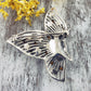 Sterling Silver Butterfly Pin Brooch w/ Red Glass and Simulated Pearl