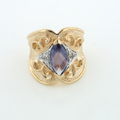 Gold over Sterling Silver Simulated Alexandrite Two Tone Ring - Silver Insanity