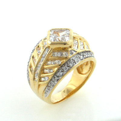 Gold over Sterling Silver Vermeil Absolute Octagon Ring Size 6 - Silver Insanity