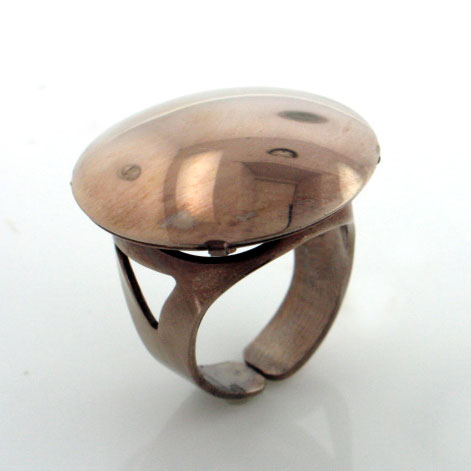 Rose Gold Technibond Sterling Silver Polished Adjustable Circle Ring - Silver Insanity