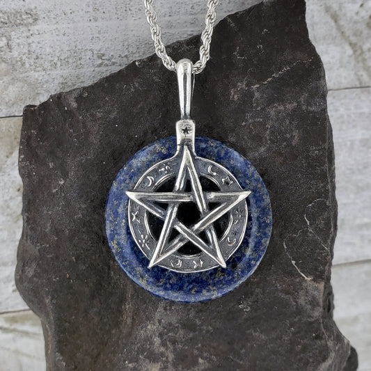 Pentagram Pendant with Gemstone Donut by Wildstone | Sterling Silver