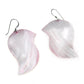 Abstract Pink Cloud Shaped Mother of Pearl Shell Sterling Silver Hook Earrings - Silver Insanity