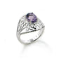 Open Lace Filigree Dome and Amethyst Sterling Silver Ring - Silver Insanity