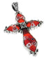 Sterling Silver Red Leaf Millefiori Glass Cross Pendant - Silver Insanity