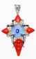 Sterling Silver Red, White, Blue Millefiori Glass Star Cross Pendant - Silver Insanity