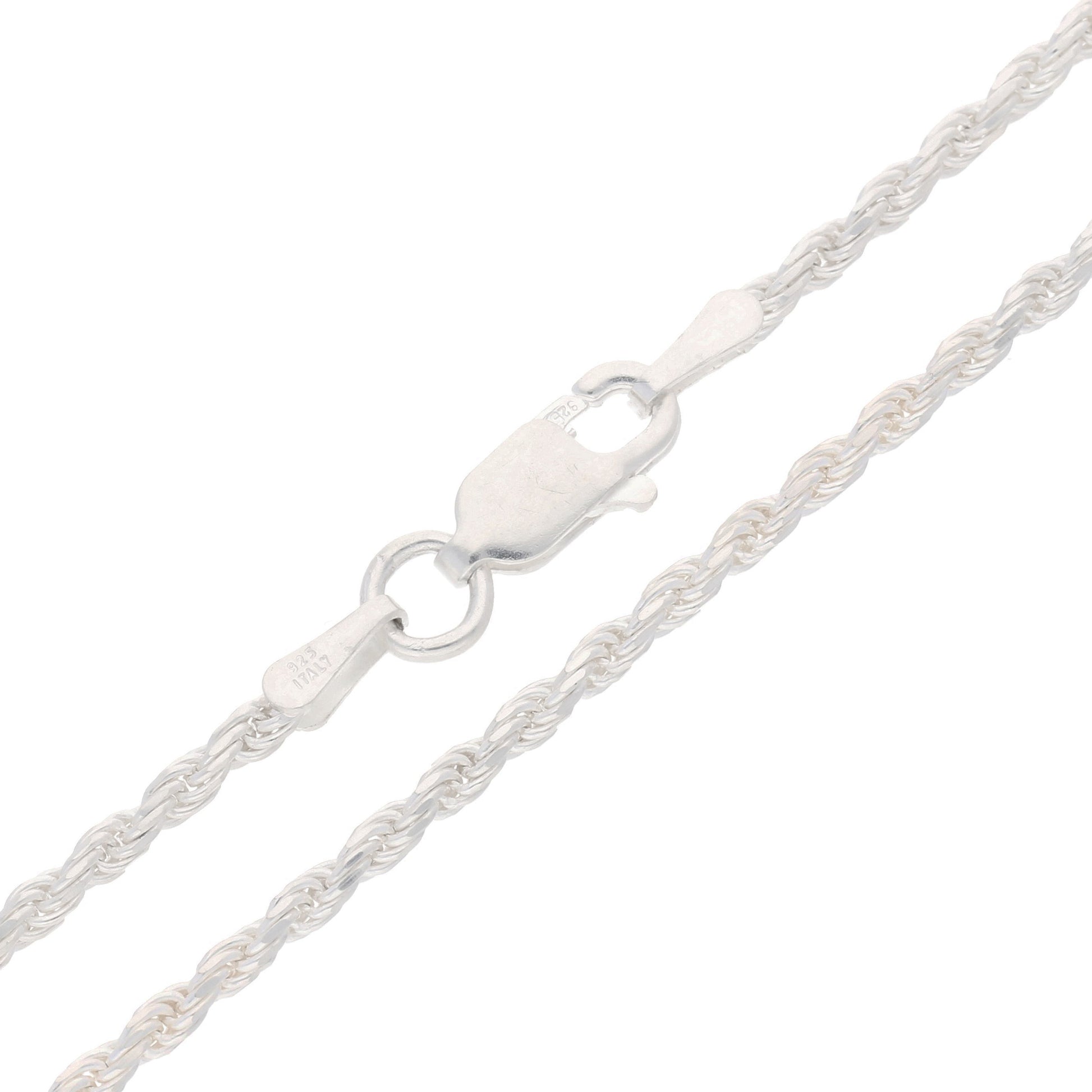 2mm Sterling Silver Diamond-Cut Rope Chain Necklace - Silver Insanity