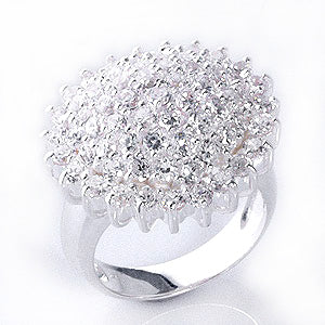 Sparkling Flower Cluster 6cttw White CZ Sterling Silver Cocktail Ring - Silver Insanity