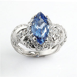 Marquise Sapphire-Blue CZ Sterling Silver Ring - Silver Insanity