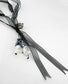 Dark Black Sheer Ribbon and Cord Y Necklace 24" Sterling Silver Clasp - Silver Insanity