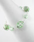 Rose and Green Foil Glass Beads Sterling Silver 8.5" Bracelet - Silver Insanity