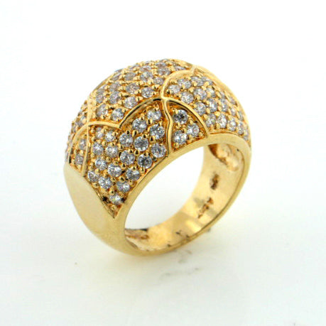 Gold over Sterling Silver Vermeil Pave Dome Ring Size 7 - Silver Insanity