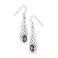 Sterling Silver Celtic Knot Simulated Amethyst Drop Hook Earrings - Silver Insanity
