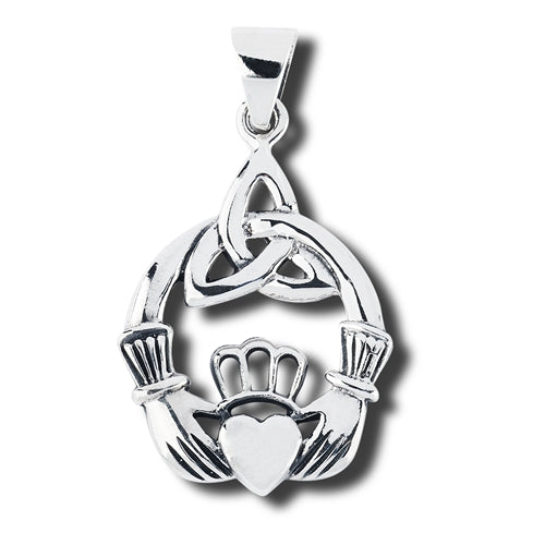Claddagh and Trinity Celtic Knot Pendant Sterling Silver - Silver Insanity