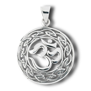 Om Hindu and Celtic Knot Sterling Silver Charm Pendant - Silver Insanity