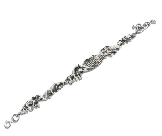 Noah's Ark Sterling Silver Giraffe Animal Bracelet 6.5" - Silver Insanity