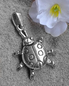 Sterling Silver Large Moveable LADYBUG Charm Pendant - Silver Insanity
