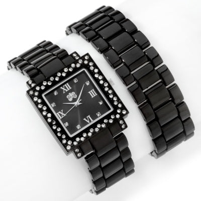 Black Curations with Stefani Greenfield Wrap Watch and Bracelet Set - Silver Insanity