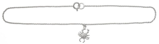 Sterling Silver 9.5" Chain Anklet with CZ Crab Charm - Silver Insanity