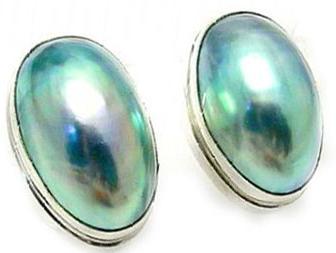 Sterling Silver Nautilus Shell Osmena Blister Pearl Post Stud Earrings - Silver Insanity
