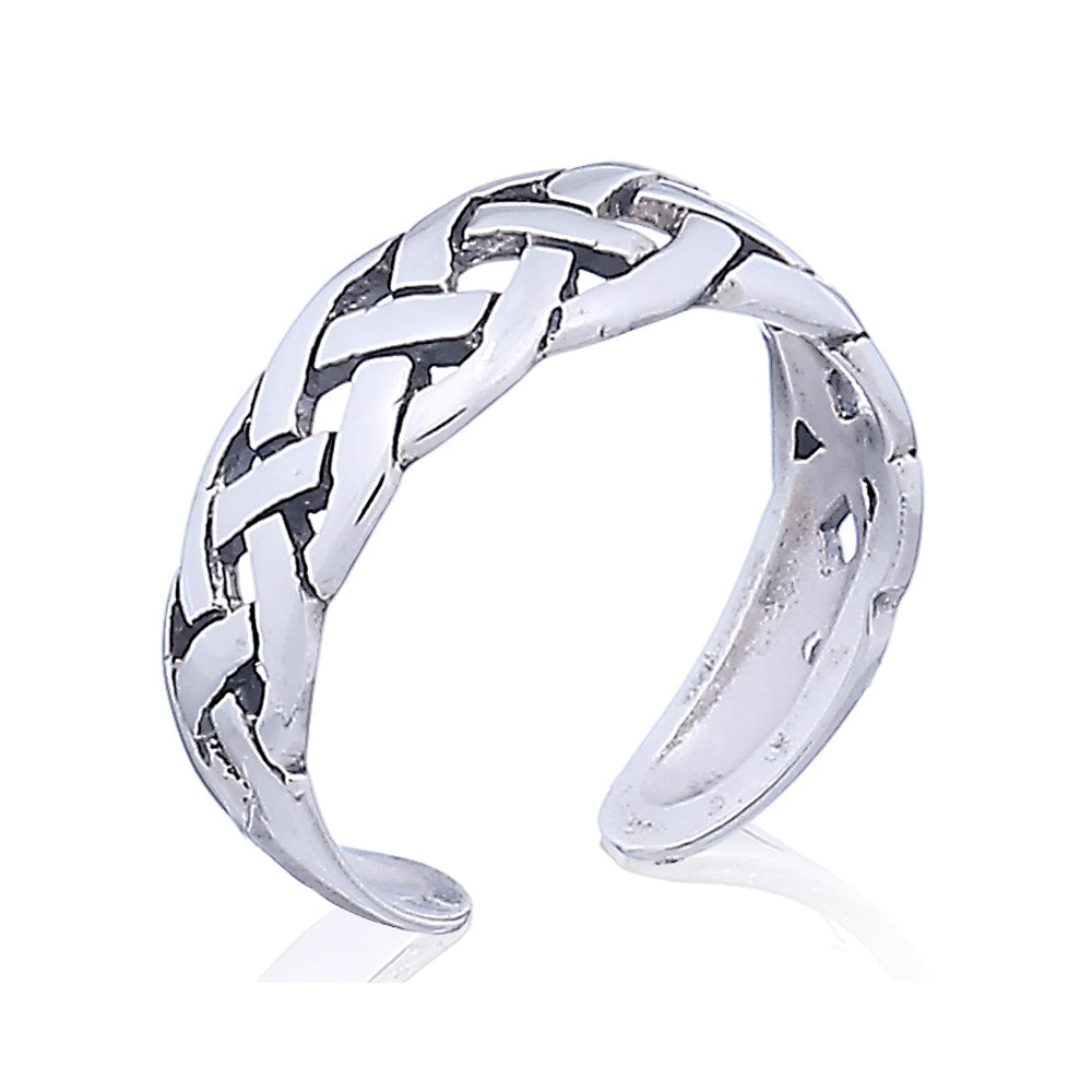 Sterling Silver Celtic Knot Basket Weaved Toe Ring - Silver Insanity