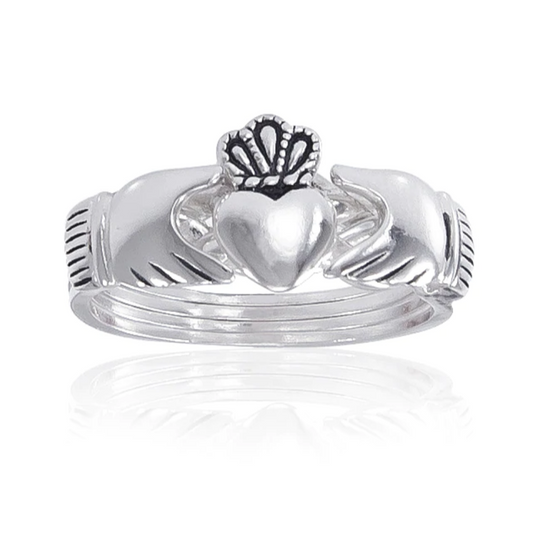 Sterling Silver Celtic Claddagh Puzzle Band Ring