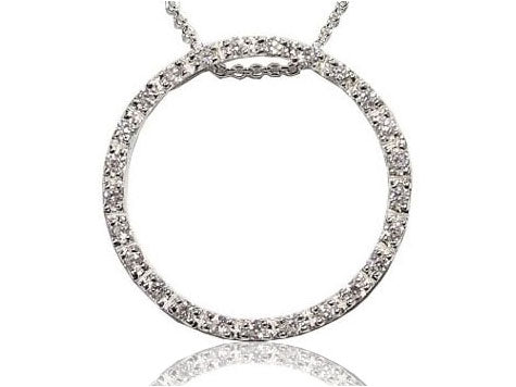 Rhodium Sterling Silver Circle of Life Pendant Necklace - Silver Insanity