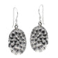 Hammered Finish Sterling Silver Metal Oval Disc Hook Earrings - Silver Insanity