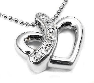 Sterling Silver Genuine Diamond Heart Pendant Necklace - Silver Insanity