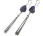 Long Sterling Silver Hook Earrings with Genuine Amethyst Nugget Beads - Silver Insanity