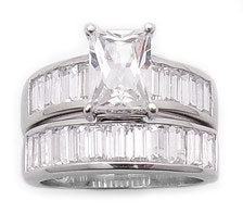 Sterling Silver 2.75ct CZ Wedding Band Ring Set - Silver Insanity