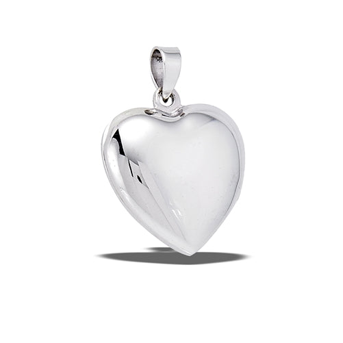 High Polish Rounded Heart Locket ~ Sterling Silver ~ Multiple Sizes