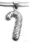 Large Sterling Silver Candy Cane Ornament Pendant - Silver Insanity