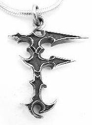 GOTHIC Letter Initial F Sterling Silver Charm Pendant - Silver Insanity