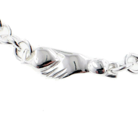 Helping Hands and Caring Hearts Sterling Silver 7.5" Bracelet - Silver Insanity
